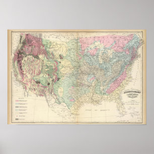 Poster Carte géologique des USA