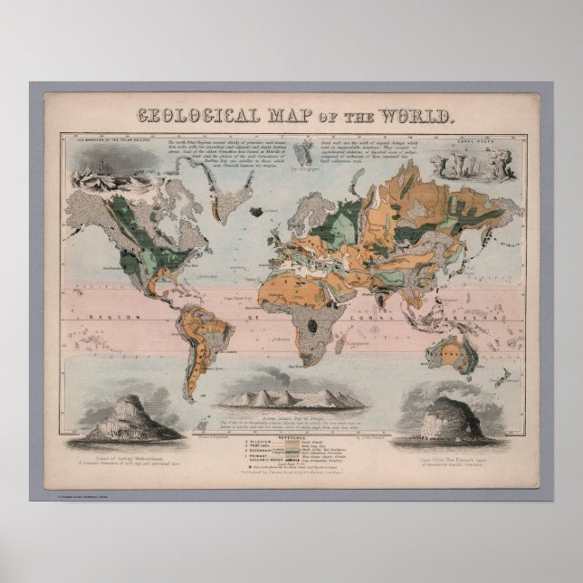 Poster Carte géologique du monde (Devant)