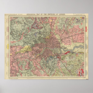 Poster Carte géologique Londres