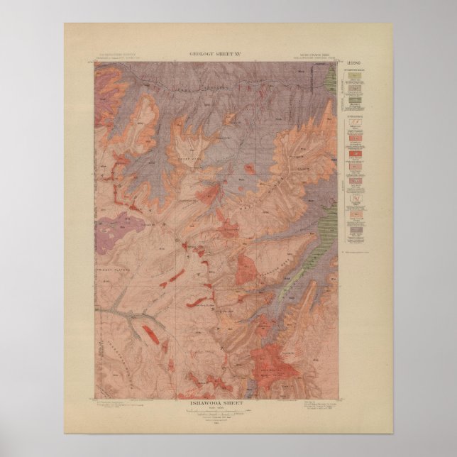 Poster Carte géologique, Partie nationale de Yellowstone, (Devant)