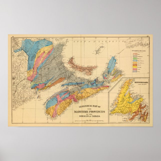 Poster Carte géologique, Provinces maritimes (Devant)