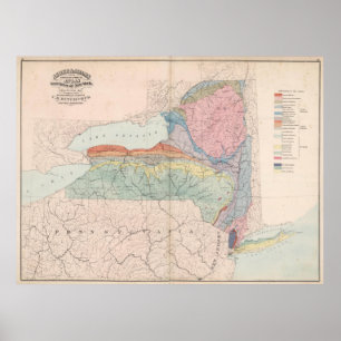 Poster Carte géologique vintage de l'État de New York (18