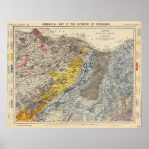 Poster Carte géologique vintage d'Edimbourg Ecosse