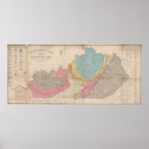 Poster Carte géologique vintage du Kentucky (1877)