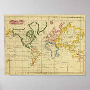 Poster Carte gravée dans le monde