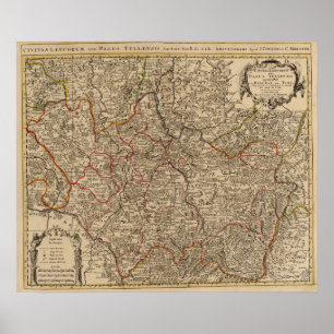 Poster Carte gravée de France
