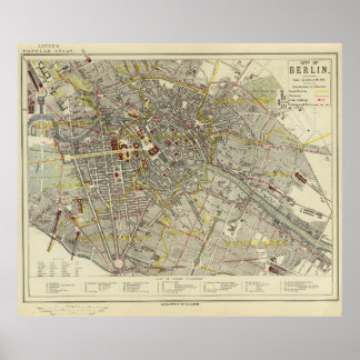 Poster Carte historique de Berlin 1883 – Letts Popular At