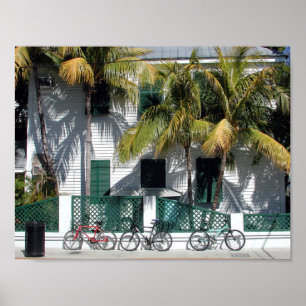 Poster Carte historique Key West Florida sur toile