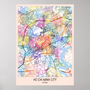 Poster Carte Ho Chi Minh Ville Vietnam
