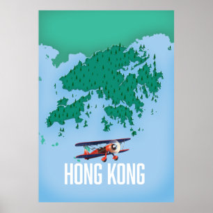 Poster Carte Hong Kong