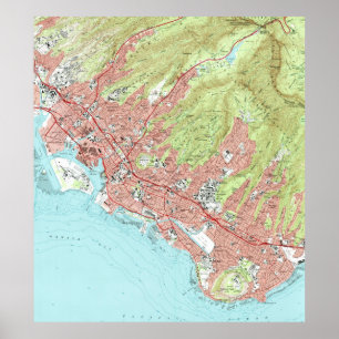 Poster Carte Honolulu Hawaii (1983)