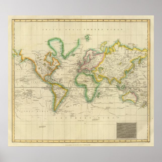 Poster Carte hydrographique du monde (Devant)