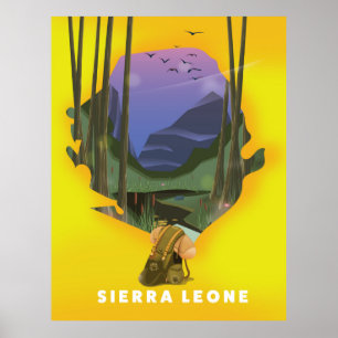 Poster carte illustrée de la Sierra Leone