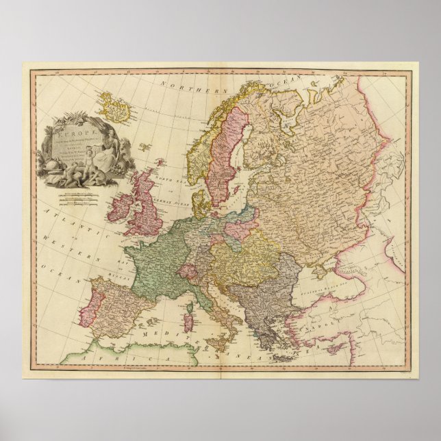 Poster Carte illustrée de l'Europe (Devant)