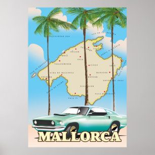 Poster Carte illustrée de Majorque