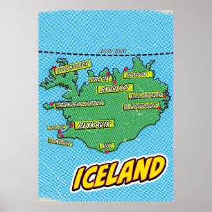 Poster Carte illustrée de New York dans le style Pop Art