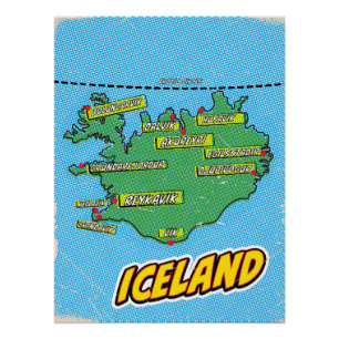 Poster Carte illustrée de New York dans le style Pop Art