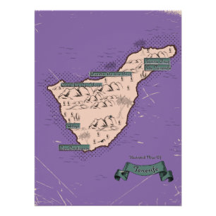 Poster Carte Illustrée De Voyage De Tenerife