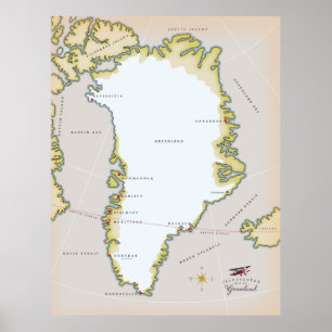 Poster Carte illustrée du Groenland