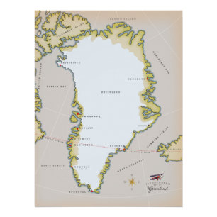 Poster Carte illustrée du Groenland