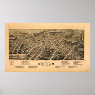 Poster Carte imagée vintage de Durham OR (1891)