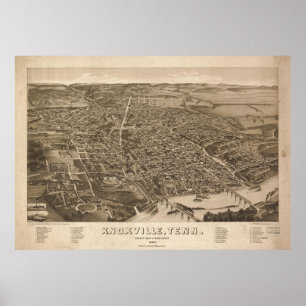 Poster Carte imagée vintage de Knoxville (1886)