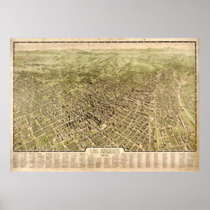 Poster Carte imagée vintage de Los Angeles (1909)