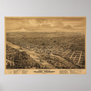 Poster Carte imagée vintage de Salem Orégon (1876)