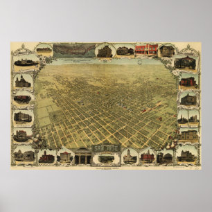 Poster Carte imagée vintage de San Jose CA (1901)