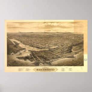 Poster Carte imagée vintage de Victoria Vancouver (1878)
