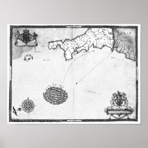 Poster Carte indiquant le parcours de la flotte d'Armada