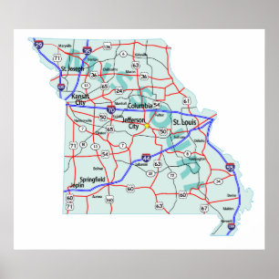 Poster Carte Interstate Missouri Imprimer