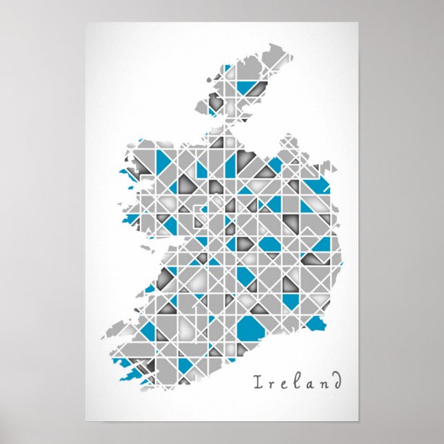 Poster Carte Irlande| Crystal Diamond Style Artwork (Devant)
