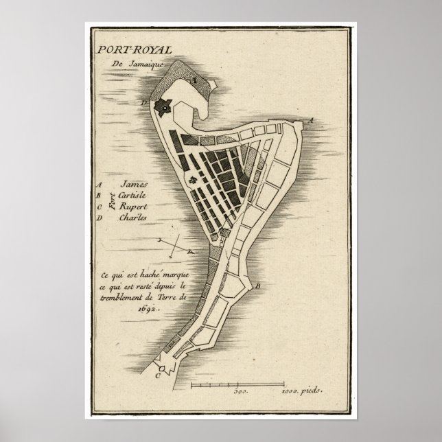 POSTER CARTE : JAMAICA, 1755 (Devant)