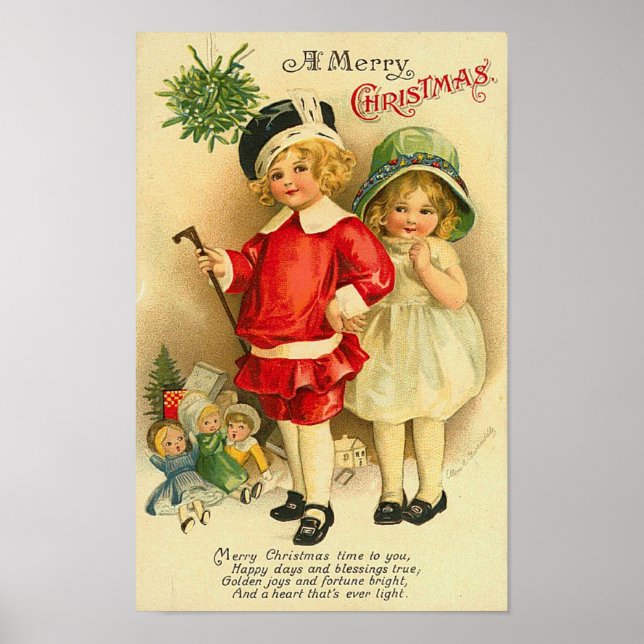 Poster Carte Joyeuse pour enfants de Noël (Devant)