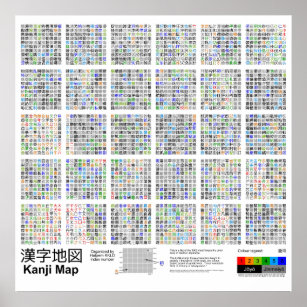 Poster Carte Kanji