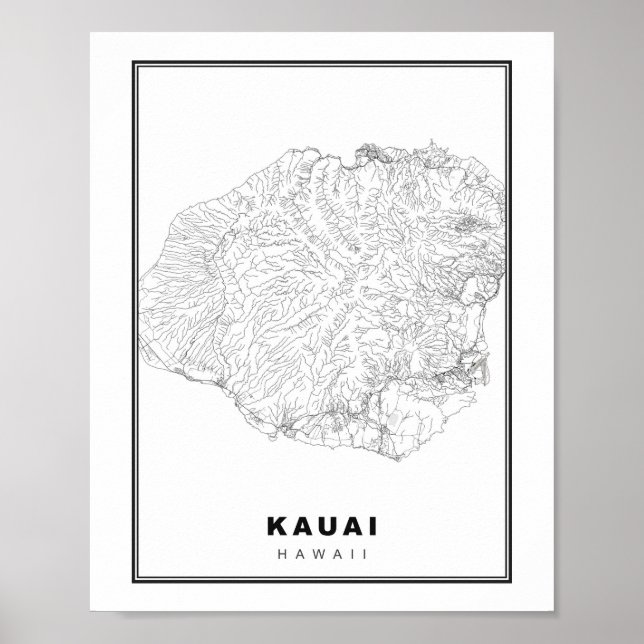 Poster Carte Kauai (Devant)