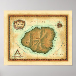 Poster Carte Kauai