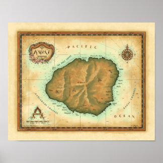 Poster Carte Kauai