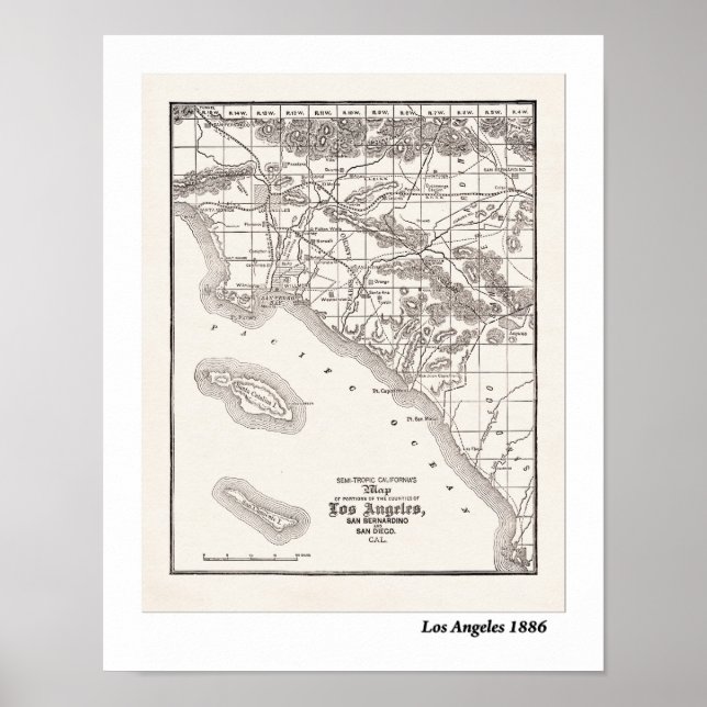 Poster Carte LA de 1886 (Devant)