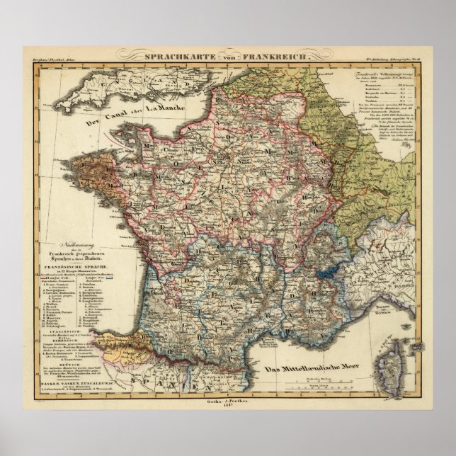 Poster Carte linguistique de la France (Devant)