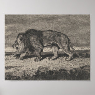 Poster carte lion vintage