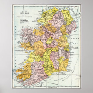 Poster CARTE : L'IRLANDE, c1890