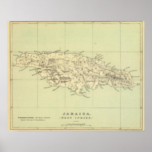 Poster Carte Lithographiée Jamaïque