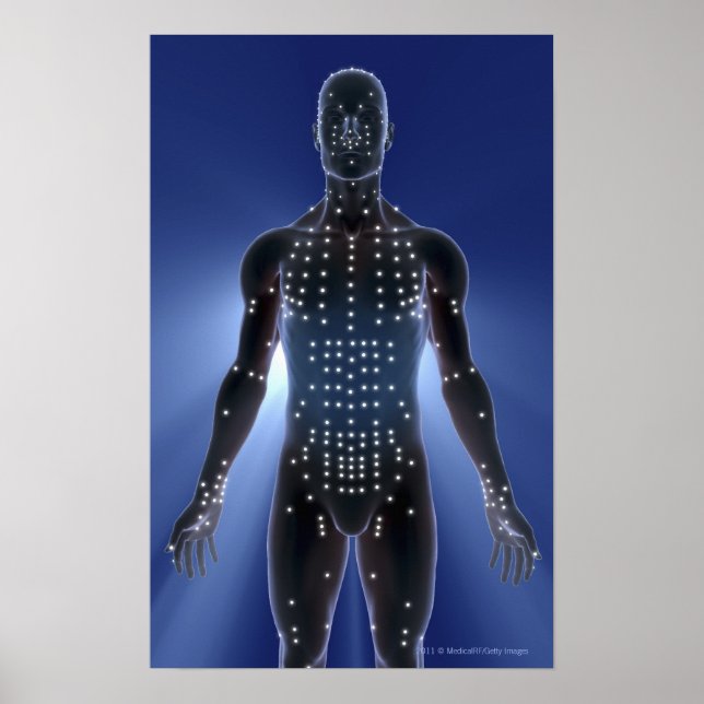 Poster Carte lumineuse des points d'acupuncture (Devant)