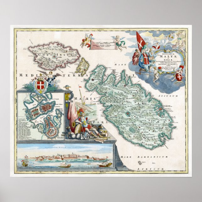 Poster Carte Malte 1720 (Devant)