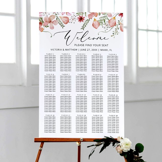 Poster Carte Mariage de la végétation florale mignonne (Créateur téléchargé)