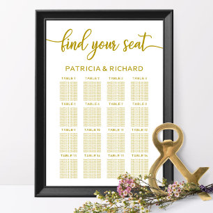 Poster Carte mariage de siège Élégante calligraphie or