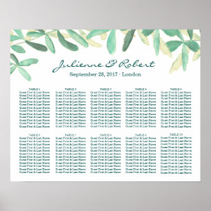 Poster Carte Mariage de verdure méditerranéenne