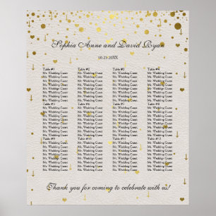 Poster Carte Mariage moderne Elegant Gold Confetti